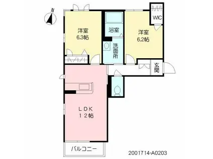 シャーメゾン・アムール(2LDK/2階)の間取り写真