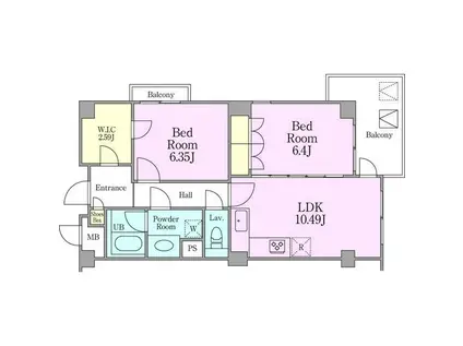 カスタネア栗平1・2・3番館(2LDK/4階)の間取り写真