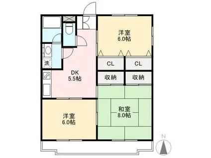 スカールハートレイ三木(3DK/3階)の間取り写真