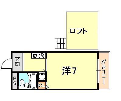 メインステージ芦屋茶屋之町(1K/4階)の間取り写真