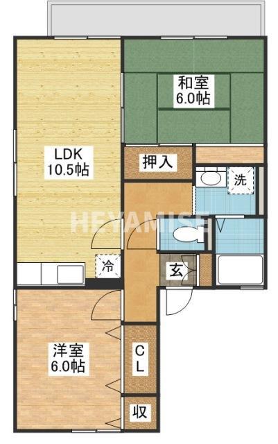 コスモスB(2LDK/2階)の間取り写真