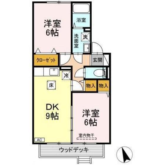 ピュアメゾン西大寺(2DK/1階)の間取り写真
