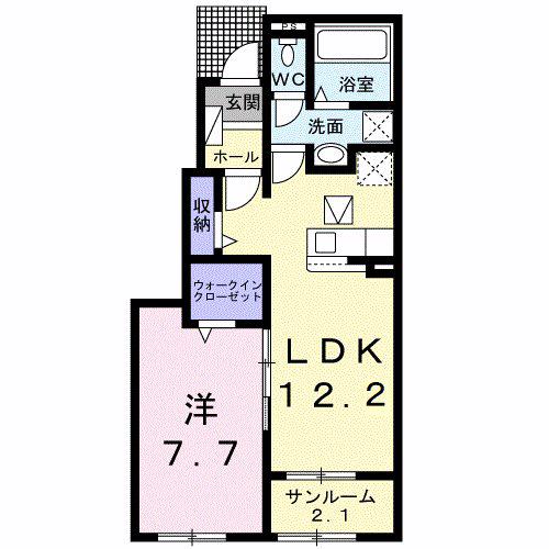 プログレスいそべ(1LDK/1階)の間取り写真