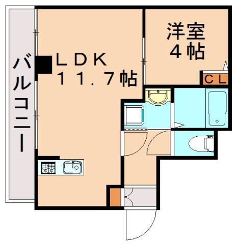 ヴォーヌンク博多駅東(1LDK/7階)の間取り写真