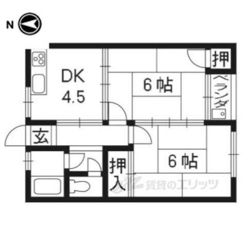 第二北原ハイツ(2DK/2階)の間取り写真
