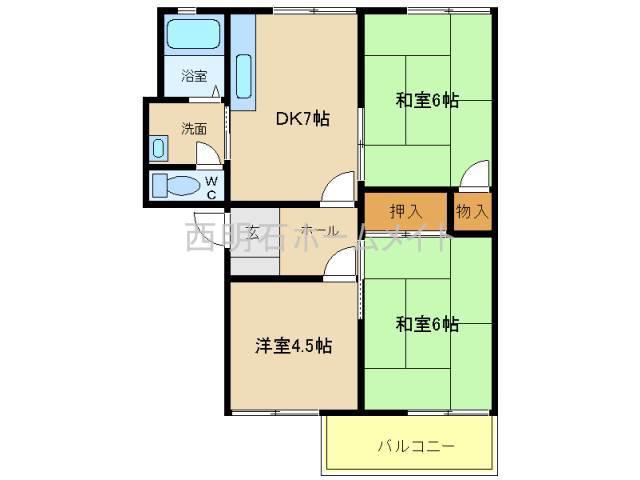 カーサ・KⅡ(3DK/2階)の間取り写真