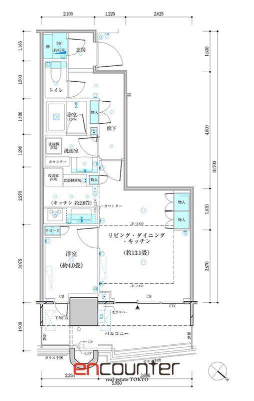 パークタワー勝どき ミッド棟(1LDK/9階)の間取り写真