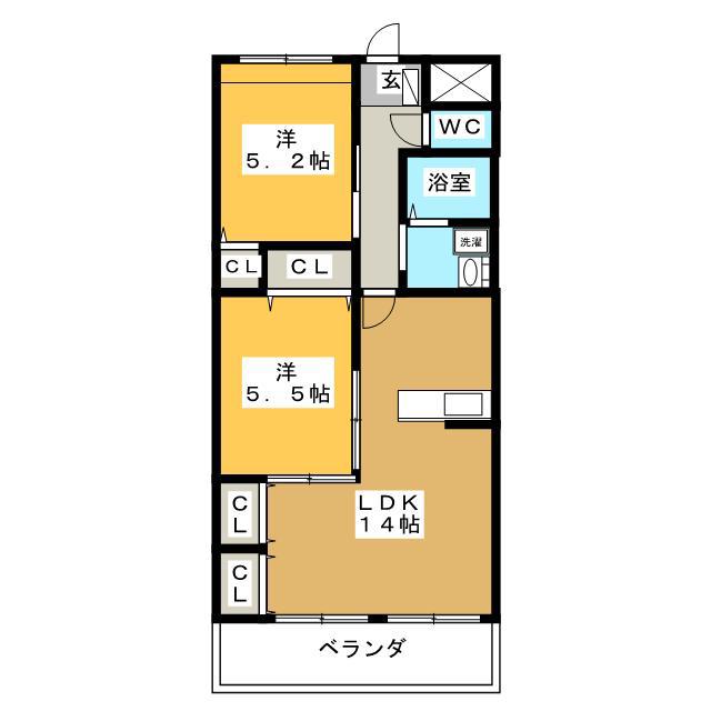 エミネンス(2LDK/3階)の間取り写真