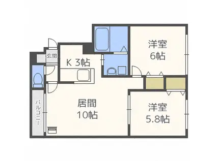 ハイデンス20-6(2LDK/2階)の間取り写真