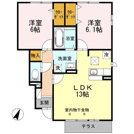 シャルマン・ピース(2LDK/1階)の間取り写真