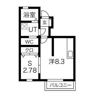 フリーデンIII(1SK/1階)の間取り写真