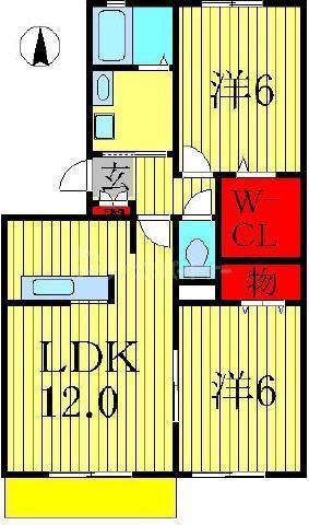 サンモール六実(2LDK/1階)の間取り写真