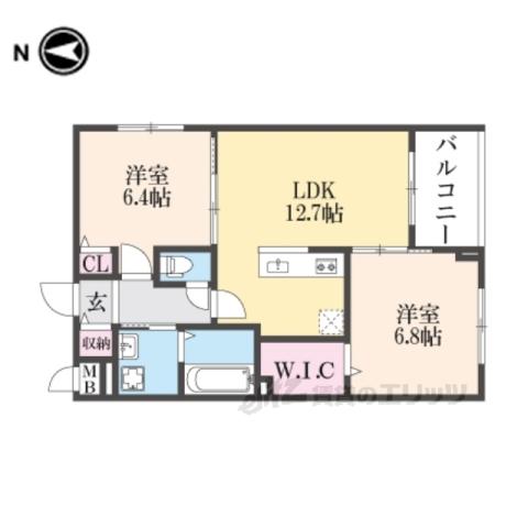 アーバンコート堀川西(2LDK/4階)の間取り写真