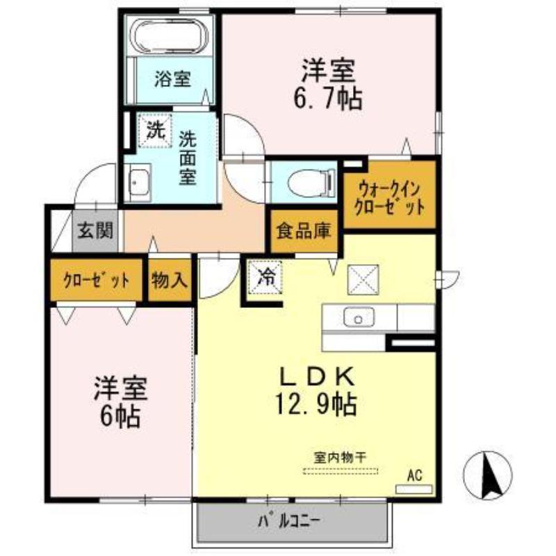 グランドコート(2LDK/1階)の間取り写真