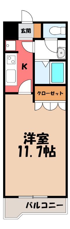 ピア・グランディール(1K/1階)の間取り写真
