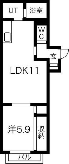 エステラ美園B館(1LDK/4階)の間取り写真