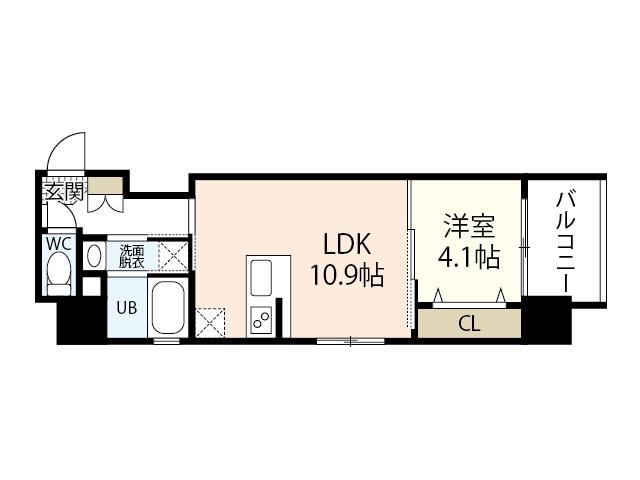 S-RESIDENCE新白島駅前(1LDK/5階)の間取り写真