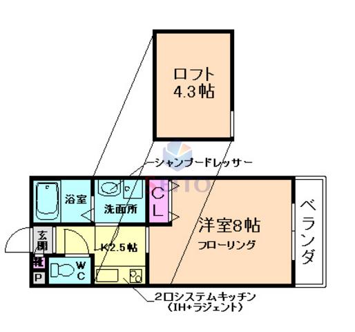 ウエストアップスカイハイツ(1K/1階)の間取り写真