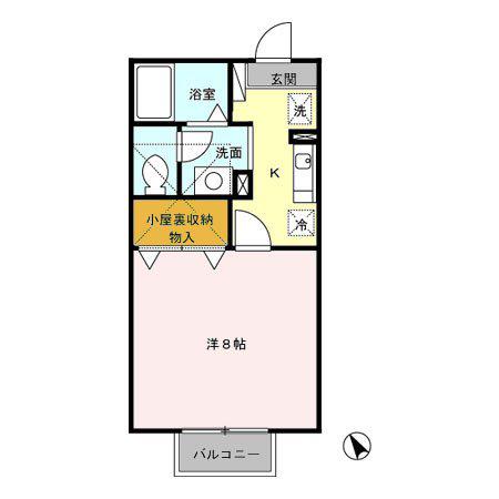 ビアンフェ(1K/2階)の間取り写真