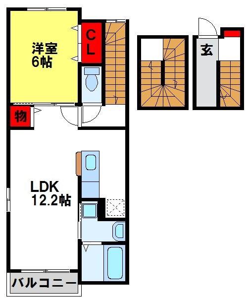 フリーダム・レジデンスII(1LDK/3階)の間取り写真