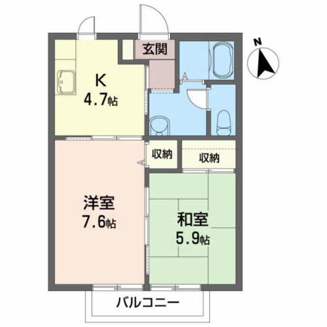 ディアスノザワ(1LDK/2階)の間取り写真