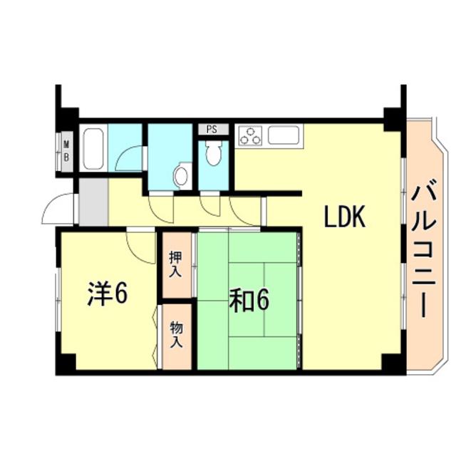 とうげハイツ(2LDK/1階)の間取り写真