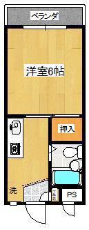 ドミールSS(1K/4階)の間取り写真