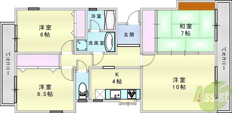 ロイヤルオーク(4K/2階)の間取り写真
