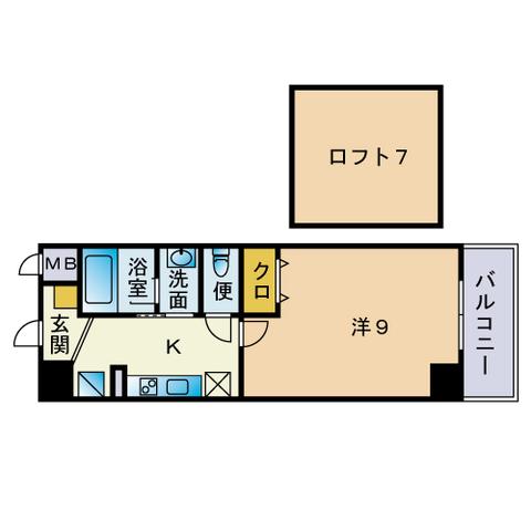 パークスクエア大濠(1SK/6階)の間取り写真