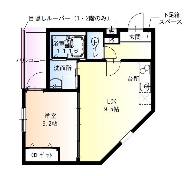 フジパレス岸和田駅前I番館(1LDK/3階)の間取り写真