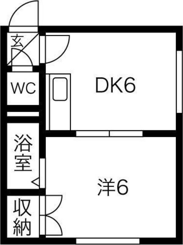 プログレスビル(1DK/2階)の間取り写真