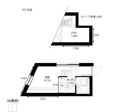 SH52412(1K/4階)の間取り写真