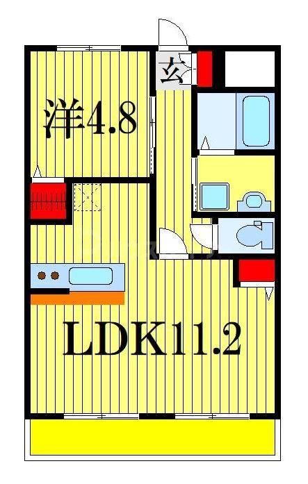 ネオハイムK1(1LDK/1階)の間取り写真