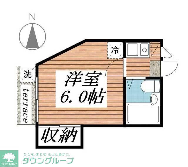 ウッド成城(1K/1階)の間取り写真
