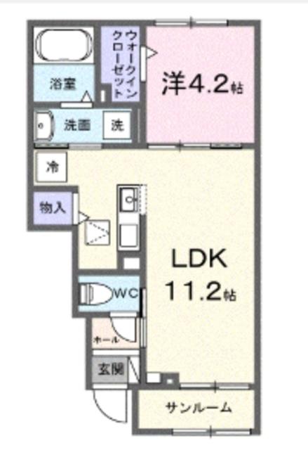 ブリリアント湘南(1LDK/1階)の間取り写真