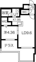 GRAN DUKE八軒(1LDK/1階)の間取り写真