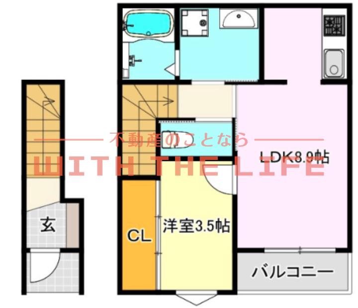 メゾングレイス上津(1LDK/2階)の間取り写真