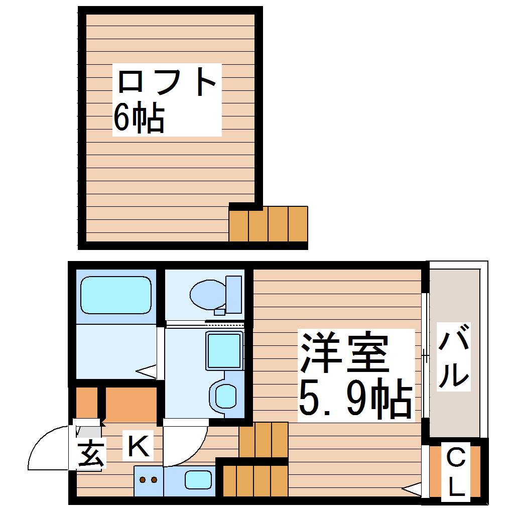 アーバンプレイス中江(1K/2階)の間取り写真