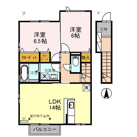 リバーサイドさくら(2LDK/2階)の間取り写真