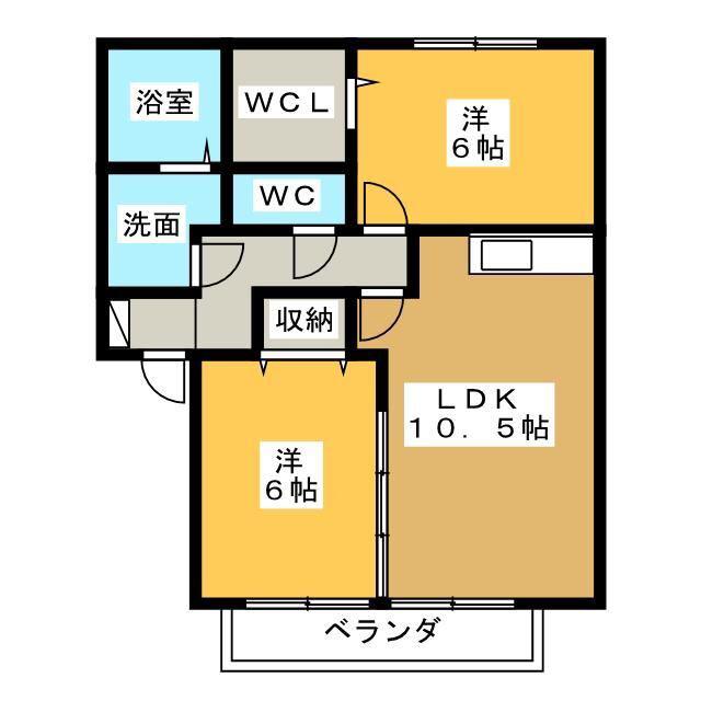 STONE HILLS K(2LDK/2階)の間取り写真