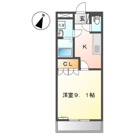 プランドール・ソフィア(1K/1階)の間取り写真