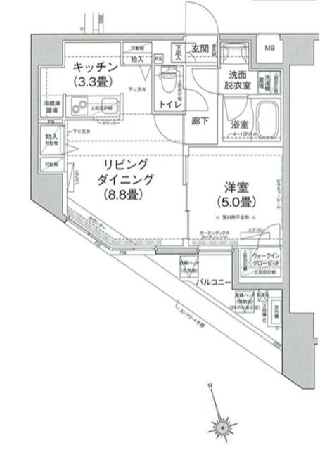 アイル グランデ押上イースト(1LDK/4階)の間取り写真