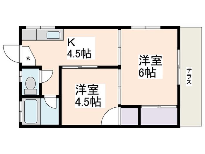 和田ハイツ(2K/1階)の間取り写真