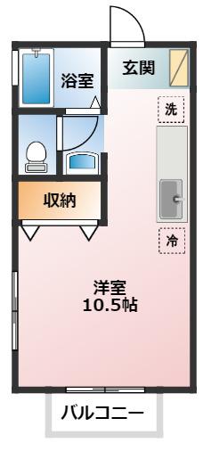 ハイムうすいII(ワンルーム/2階)の間取り写真