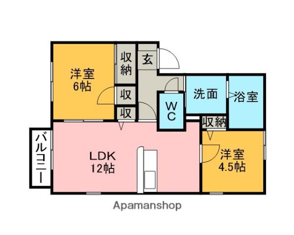フローラS(2LDK/2階)の間取り写真