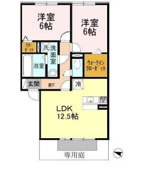 パインハイツ A棟(2LDK/1階)の間取り写真