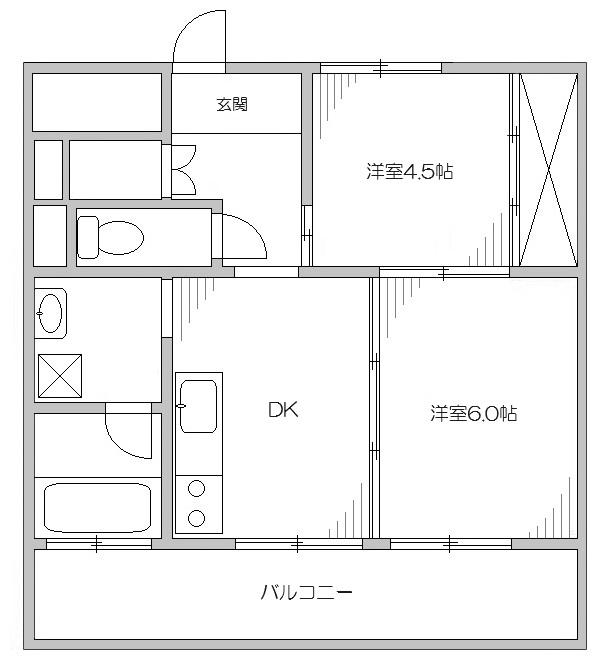 中里ロイマンション(2DK/2階)の間取り写真