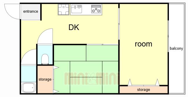 辻川マンション(2DK/3階)の間取り写真