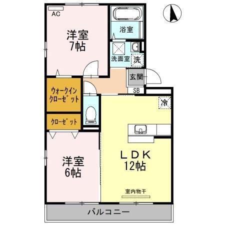サンクレイドル下中野(2LDK/3階)の間取り写真