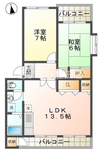 シティライフ(2LDK/3階)の間取り写真